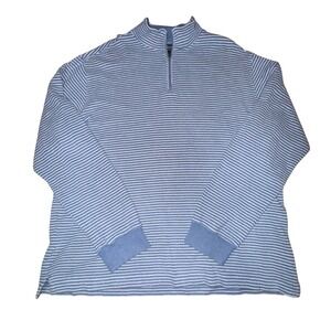 Rodd & Gunn Quarter Zip Pullover Striped Cotton Preppy Coastal XL Blue White